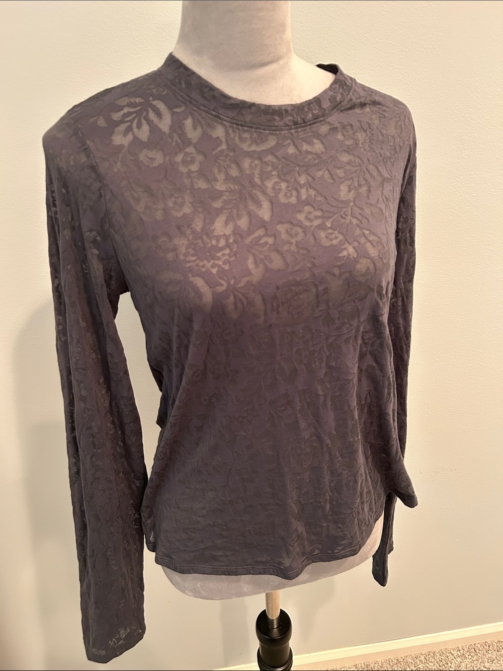 Splendid Semi Shear Long Sleeve Floral Top L